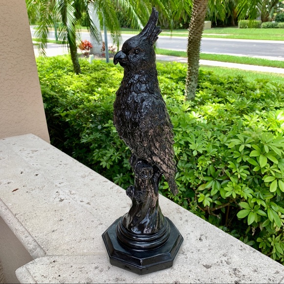 Cockatoo Parrot Bird Statue I Black Resin I Home Decor - Picture 1 of 10